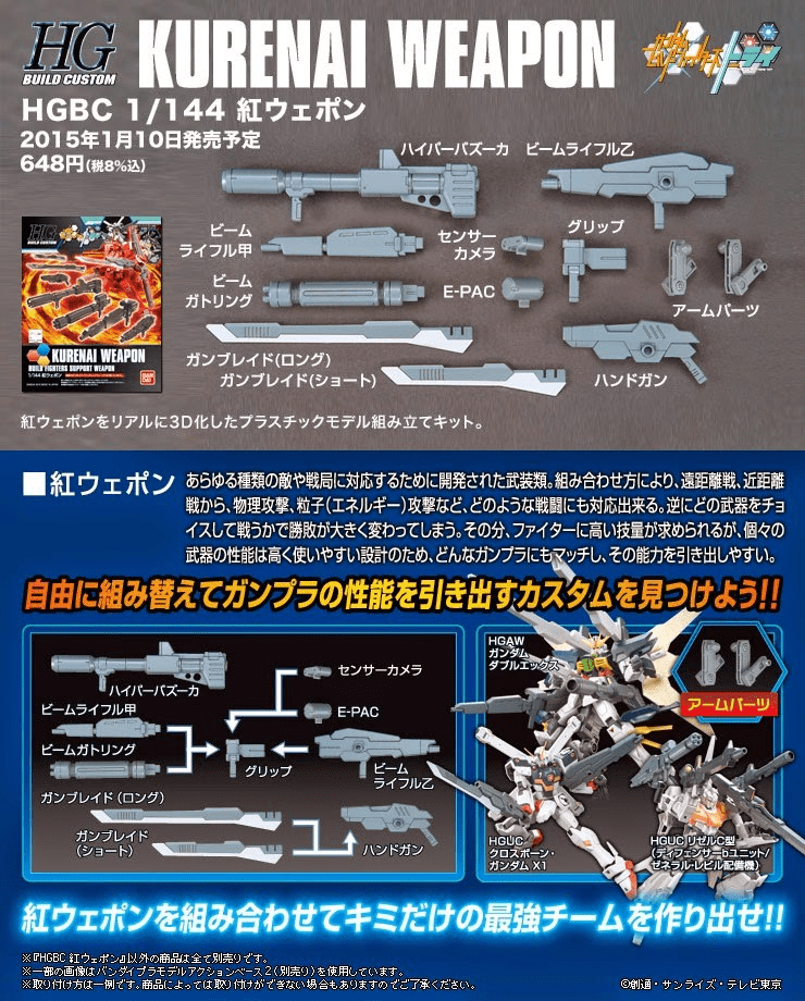 Gundam Build Fighters Try Toys & Hobbies: Models & Kits:Science Fiction:Gundam HG KURENAI WEAPON #018 (Damage)