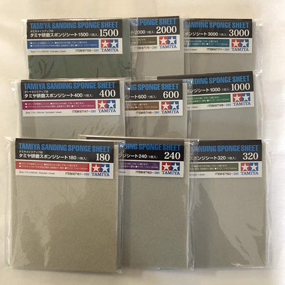 TAMIYA SANDING SPONGE SHEET SET (180,240,320,400,600,1000,1500,2000,3000)
