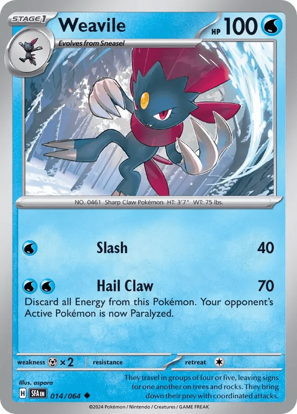The Pokémon Company Pokémon TCG Weavile ◆ (14/64) Pokémon TCG - Shrouded Fable - Singles #1 - Pick'Em!