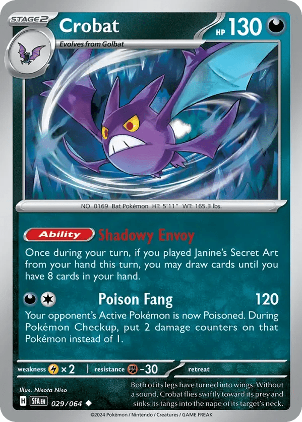 The Pokémon Company Pokémon TCG Crobat ◆ (29/64) Pokémon TCG - Shrouded Fable - Singles #1 - Pick'Em!